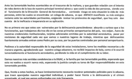 Anfach manifiesta preocupación ante acontecimiento ocurrido con funcionario de la DGAC