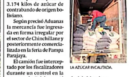 Incautan 3.174 kilos de azúcar de contrabando