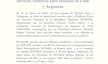 ANFACH y SUPARA firman acuerdo de servicios turísticos para afiliados en Chile y Argentina